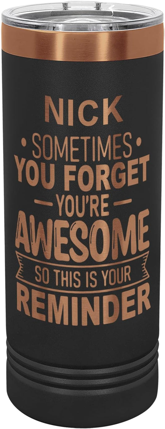 Personalized Inspirational Tumbler, Inspirational Gifts for Men Dad Father Wife Sister Women, Custom Birthday For Him Her, Customized You?셱e Awesome Tumbler, Teacher Coworker Gift 22oz Black Copper