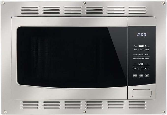 RecPro RV Kitchen Air Fryer & Convection Microwave with Trim Kit | 1.0 Cu. Ft. | 120V | 6 Cooking Modes (Stainless Steel)