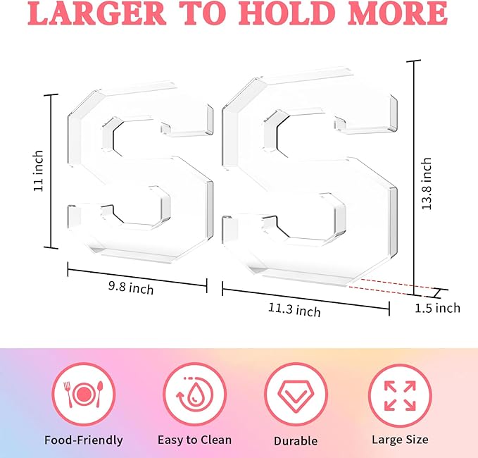 13.8" Acrylic Letter Charcuterie Tray, Charcuterie Letters Fillable Box for Food, Reusable Serving Cake Candy Dish Display Tray for Birthday Anniversary Party Decoration (Letter S)
