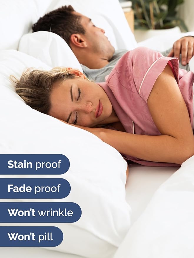 Extra Deep Pocket Split King Sheets - 5 Piece Breathable & Cooling Bed Sheets - Hotel Luxury Bed Sheet Set - Soft, Wrinkle Free & Comfy - Easily Fits Extra Deep Mattresses - Deep Pocket White Sheets