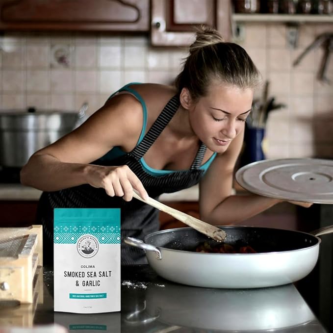 Colima Sea Salt New Flavors - 100% Natural Flaky Sea Salt With Four Different Flavors - Hand Harvested & Unrefined - For Meats, Vegetables, Grains, & Other Food - Organic Flaky Salt