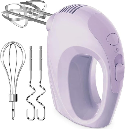Handmixer Electric Handheld - 7 Speed Portable Kitchen Mixer Electric with 5 Stainless Steel Accessories Whisk, Food Beater for Whipping Mixing Cookies Cakes Home (CX6613-VT)