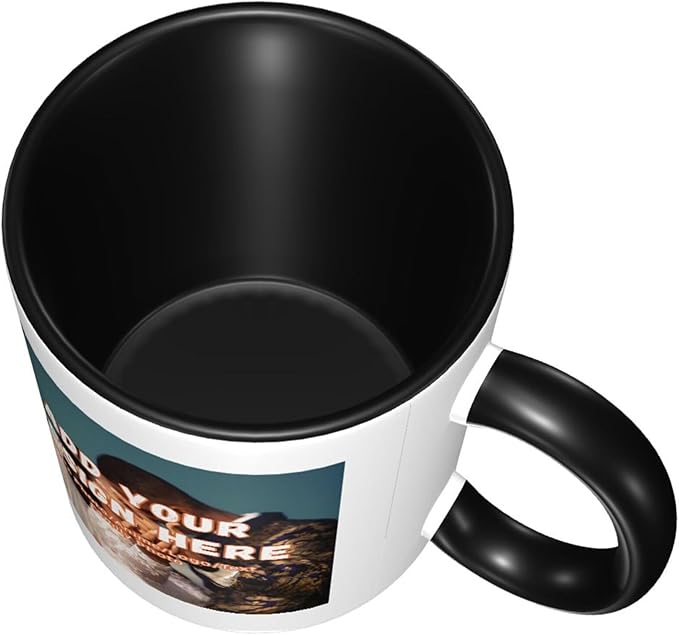 Customizable Mugs and Coffee Cups with Various Creative Designs Customize Your Photos Images Texts Partial or Full-Size Printing (Partial, Black)