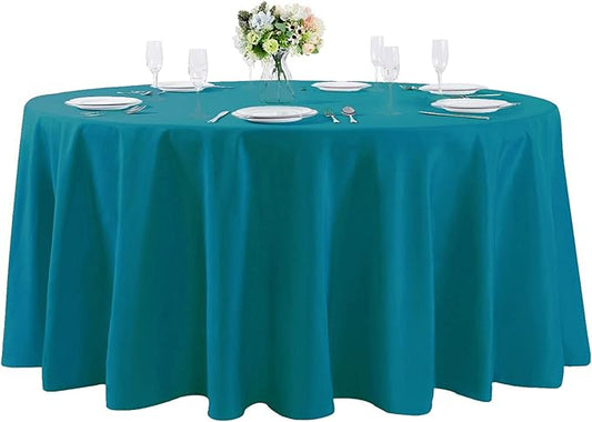 Cupuamon 120 inch Round Tablecloth Washable Polyester Table Cloth Decorative Table Cover for Wedding Party Dining Banquet（120 inch, Caribbean Blue）