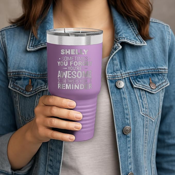 Personalized Inspirational Tumbler, Inspirational Gifts for Men Dad Father Wife Sister Women, Custom Birthday For Him Her, Customized You?셱e Awesome Tumbler, Teacher Coworker Gifts 30oz Light Purple