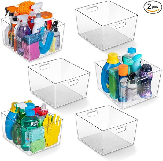 ClearSpace Clear Plastic Storage Bins ??XL 6 Pack Perfect Kitchen or Pantry Organization Fridge Organizer and Storage Bins, Cabinet Organizers