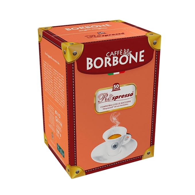 Caff챔 Borbone Coffee Capsules, Blue Blend, Medium Roast, 50 Count, Compatible with Nespresso, Made in Italy