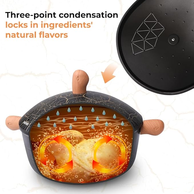 Bionic Turtle Design Nonstick Ceramic Dutch Oven Pot with Lid (6 qt, 10.2"), Non Toxic,PFAS & PFOA Free, Dishwasher Safe, Compatible with All Stovetops, Durable Cookware for Home Cooking