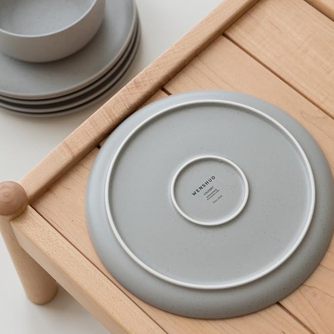 WENSHUO Dinner Plates Set of 6, Chip and Scratch Resistant (Sandstone Gray, 8.5 Inch)