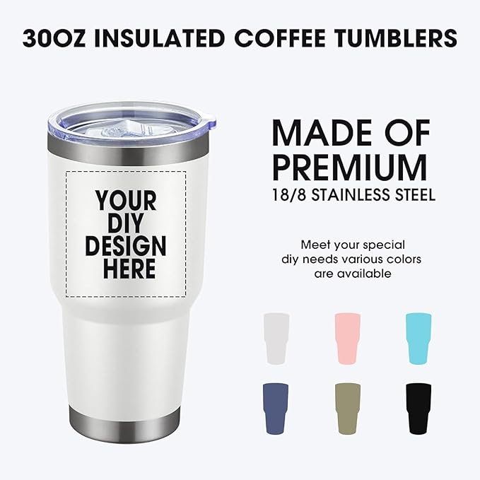 SMLIXE Personalized Coffee Tumbler Print in USA 30oz Stainless Steel Double Wall Insulated Coffee Cup With Text Photo Logo