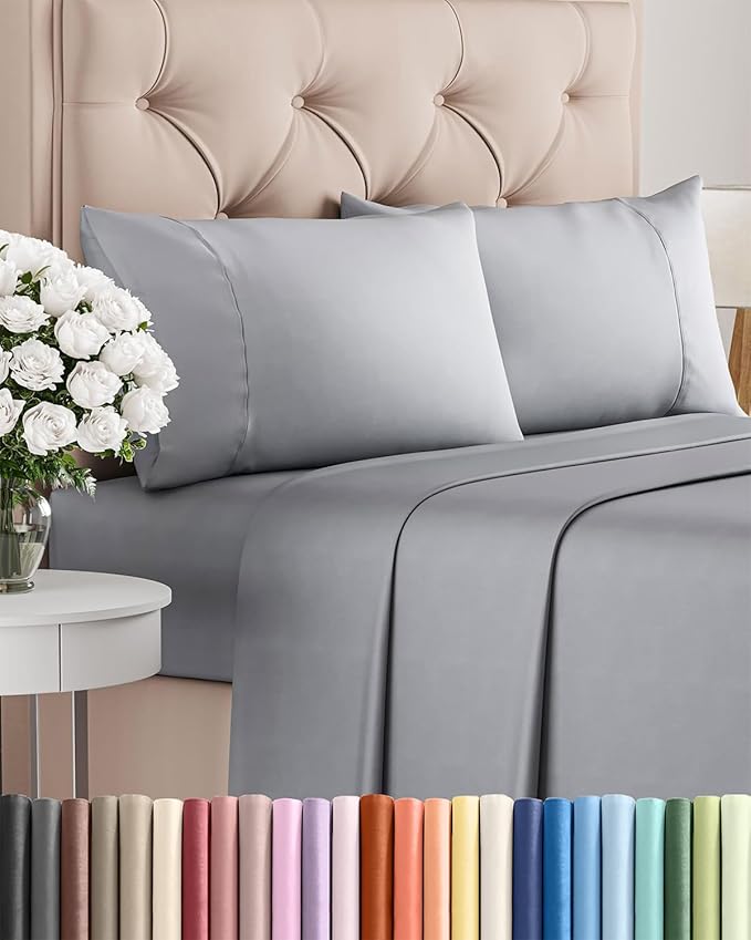 Twin XL 4 Piece Sheet Set - Cooling & Breathable Bed Sheets - Hotel Luxury Bed Sheets for Women, Men, Kids & Teens - Deep Pocket Bedding w/Easy Fit - Soft & Wrinkle Free - Twin XL Steel Blue Sheets