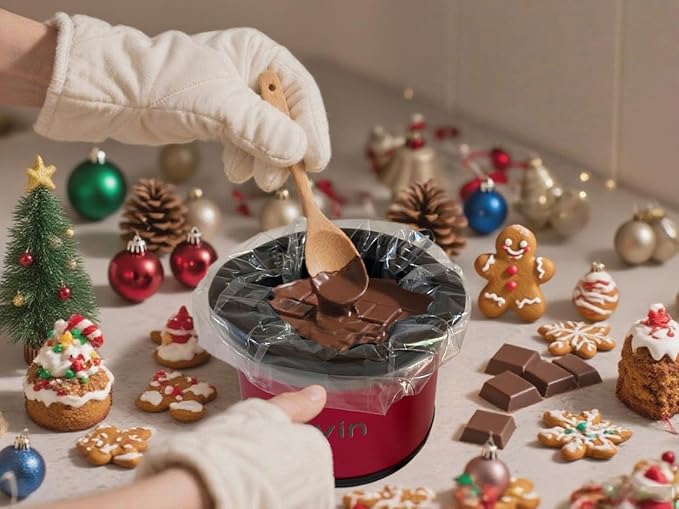 Mini Slow Cooker 0.65qt(20oz) warmer, fondue pot set,chocolate melting pot (stainless steel)??(red)