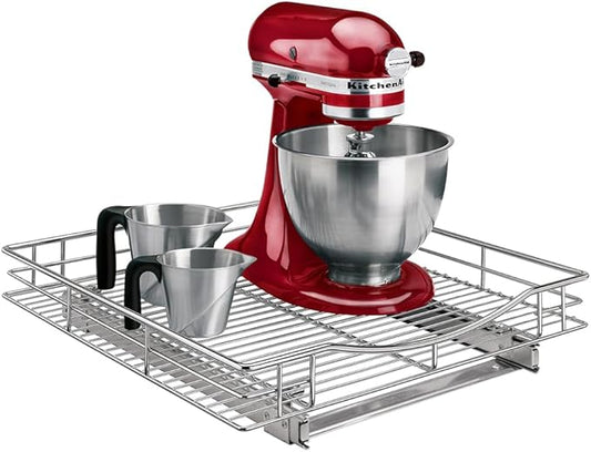 LYNK PROFESSIONAL짰 Pull Out Cabinet Organizer, 20" x 21" Slide Out Drawers for Kitchen Cabinets - Sliding Pull-Out Pantry Shelves ??Home Shelf Organizers - Lifetime Ltd. Warranty, Chrome