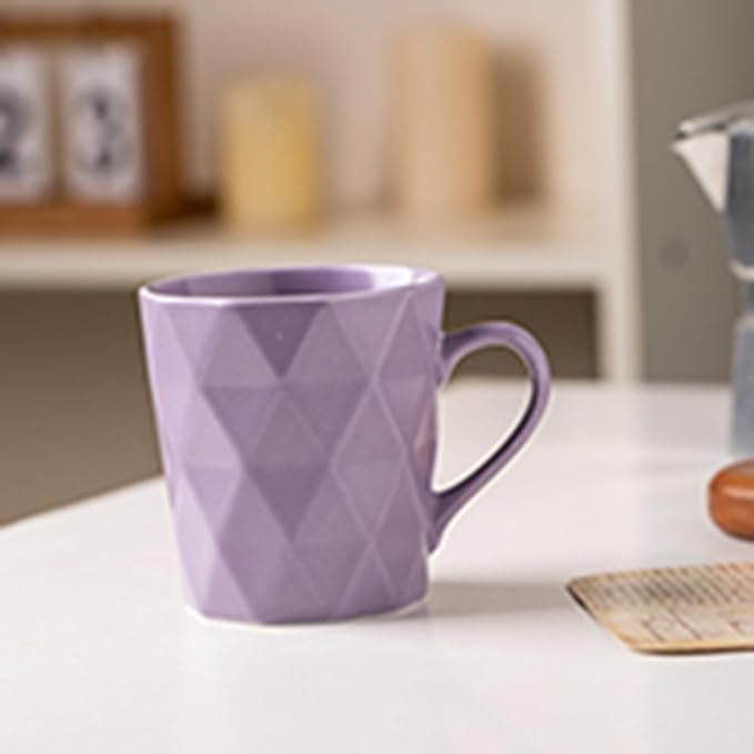 11 Ounce Porcelain Mugs, Set of 6, Tea and Cocoa Mug Set, Purple, Matte