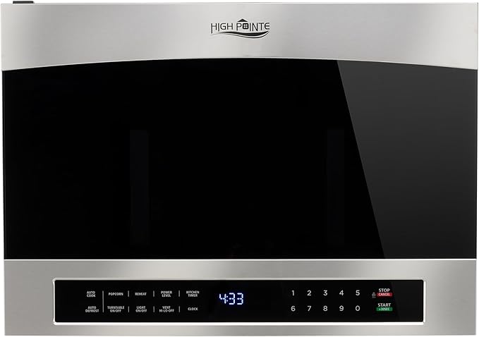 RecPro RV High Pointe 24" Stainless Steel Over the Range Microwave | 1.4 Cu. Ft. | 38L Capacity | 1000 Watts | 13.5" Turntable
