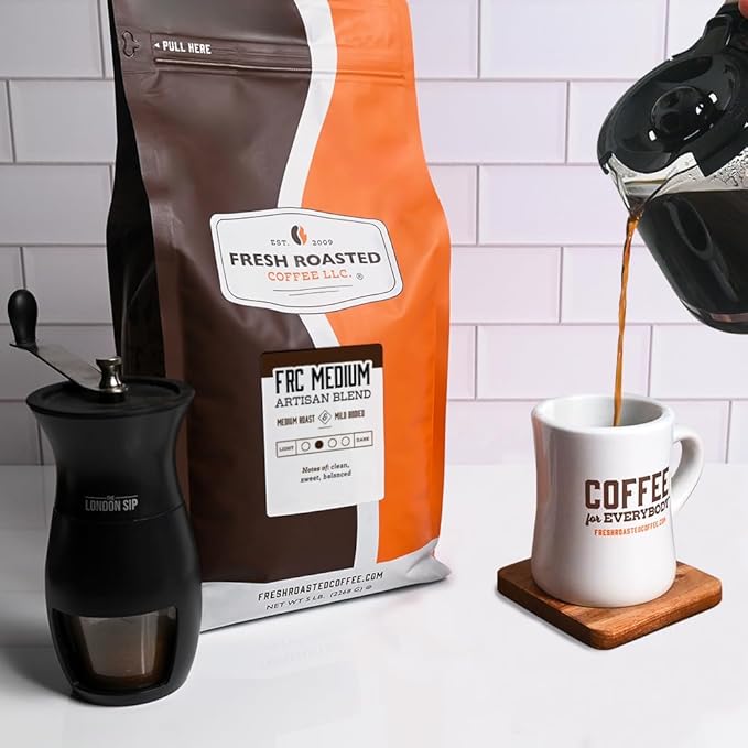 Fresh Roasted Coffee, FRC Medium Roast Blend, 5 lb (80 oz), Kosher, Whole Bean