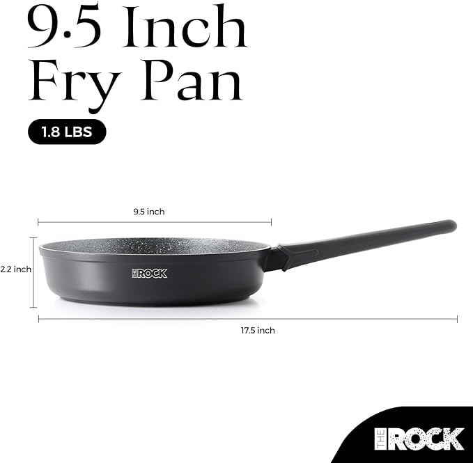 THE ROCK SOHO 9.5-Inch Non Stick Frying Pan ??Nothing Sticks, Never Warps, Lasts Longer, Healthy Skillet with Heat-Resistant Handle, PFOA Free, Oven & Dishwasher Safe, Black