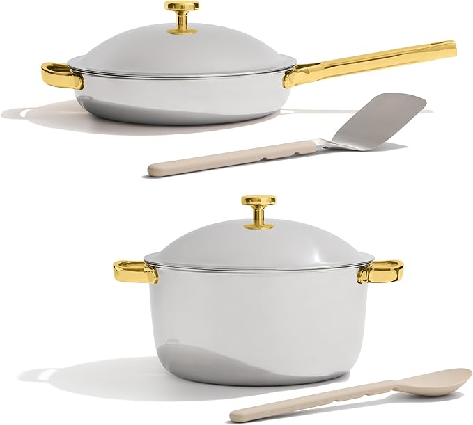 Our Place Titanium Pro Cookware Duo | 6-Piece Tri-Ply Titanium Cookware Set with Always Pan Pro & Perfect Pot Pro | Non-Toxic No-Coating Nonstick | Induction & Oven-Safe up to 750째F | Gold