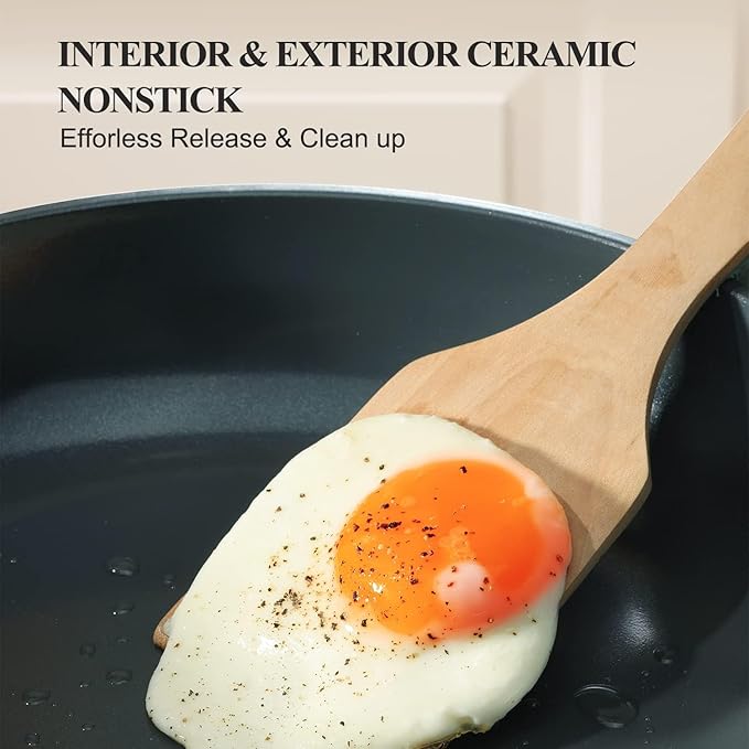 PRICUSIS Nonstick Ceramic Frying Pan with Lid, 8/10/12 Inch, Metal Utensil Safe, PFOA & PFAS Free, Scratch & Stain Resistant Skillet, Oven & Dishwasher Safe, Induction Compatible ??Gray (12-Inch)