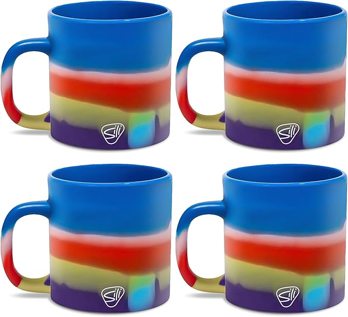 Silipint 16oz Silicone Coffee Mug ??Unbreakable Dishwasher Safe Microwave Oven & Freezer Compatible Travel Mug ??Non-Toxic Reusable Cup for Hot Coffee Tea or Cold Drinks Pack of 4 Drippy