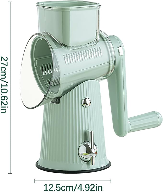BSFRNF 5 In 1 Rotary Cheese Grater Vegetable Slicer for Kitchen, Carrot Shredder Tool-Food Shredders with 5 Sets Interchangeable Blades And Strong Suction Base (Green)