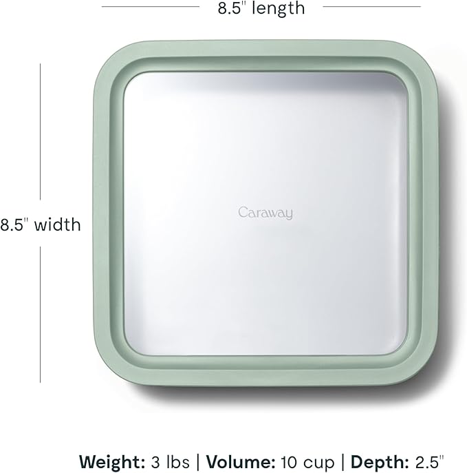Caraway 6pc Glass Food Storage Set ??10 Cup Food Containers (6) - Ceramic Coated - Non Toxic, Non Stick with Lids - Microwave Safe - Mist