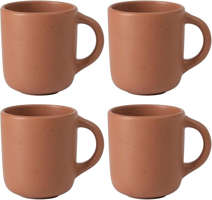 Bloomhouse - Two Time Oprah's Favorite Things Winner - Corsica Clay 4-Piece Mug Set ??Burnt Apricot Terracotta Stoneware Coffee & Tea Cups, Durable Ceramic Drinkware
