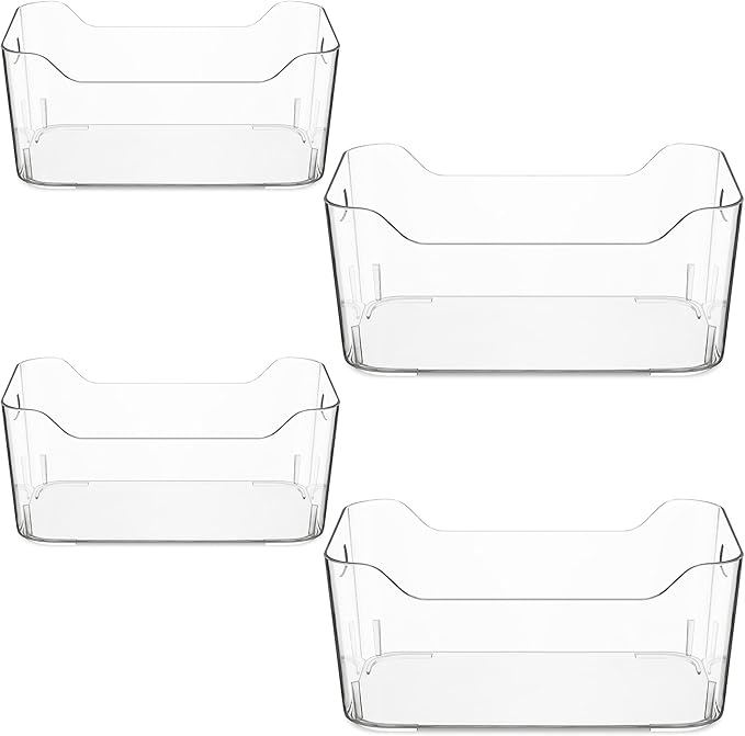 Navaris Set of Fridge Organisers - 4 Clear Storage Organiser Drawers Containers Boxes for Kitchen Fridge Refrigerator Pantry Cupboard Sizes - S, M