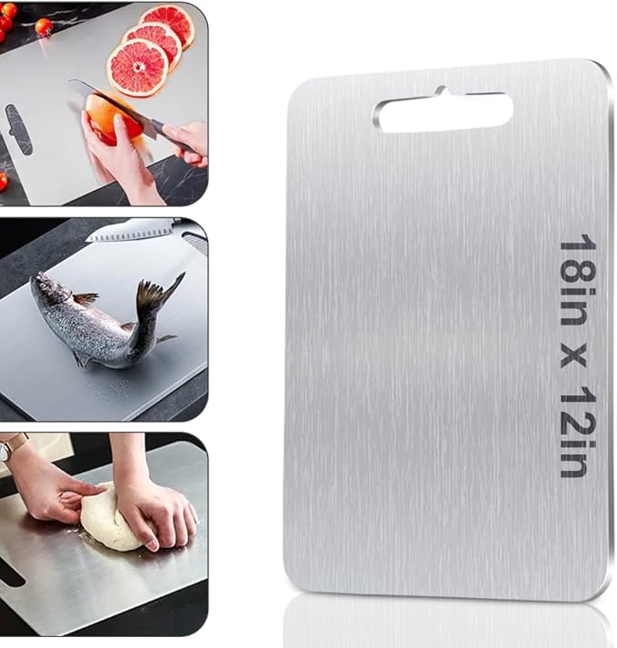 Pure Titanium Cutting Board Food Grade Cutting Board Non-slip surface, lightweight, not easy to deform, suitable for outdoor camping and kitchen use - Dishwasher safe(18"L x 12"W)