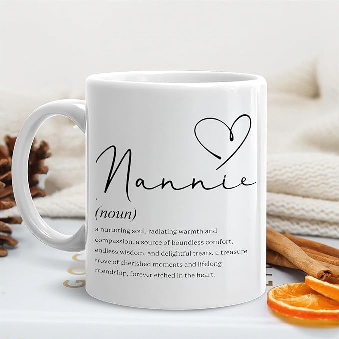 Nannie Grandma Mug, Nannie Grandmother Gifts from Grandkids Coffee Cup Ceramic, Grandma Gifts for Birthday Christmas Ceramic Coffee Tea Mug 11 oz