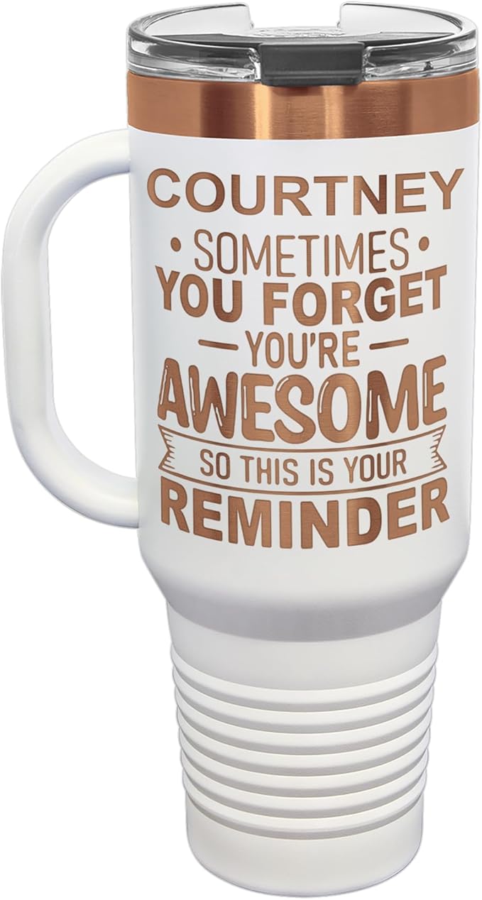 Personalized Inspirational Tumbler, Inspirational Gifts for Men Dad Father Wife Sister Women, Custom Birthday For Him Her, Customized You?셱e Awesome Tumbler, Teacher Coworker Gift 40oz White Copper