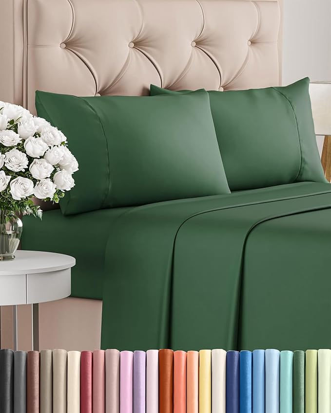 Twin XL 4 Piece Sheet Set - Cooling & Breathable Bed Sheets - Hotel Luxury Bed Sheets for Women, Men, Kids & Teens - Bedding w/Deep Pockets & Easy Fit - Soft & Wrinkle Free - Twin XL Emerald Sheets