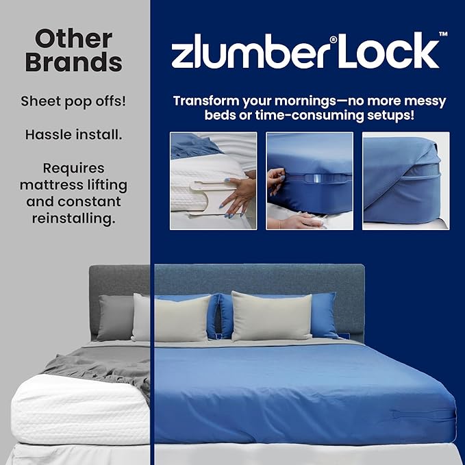 The Original USA Patented ZlumberLock ??Secure Sheet Holder with Heavy-Duty Mattress Straps ??No More Loose Bedding, Universal Fit, Easy One-Time Installation