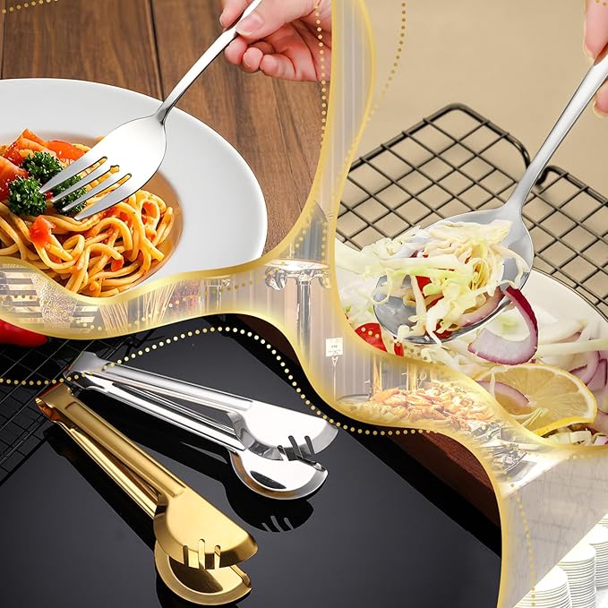 24pcs Serving Utensils Set, Large Stainless Steel Serving Utensils - Durable for Buffets, Dinner Parties, Weddings and Restaurants (Silver)