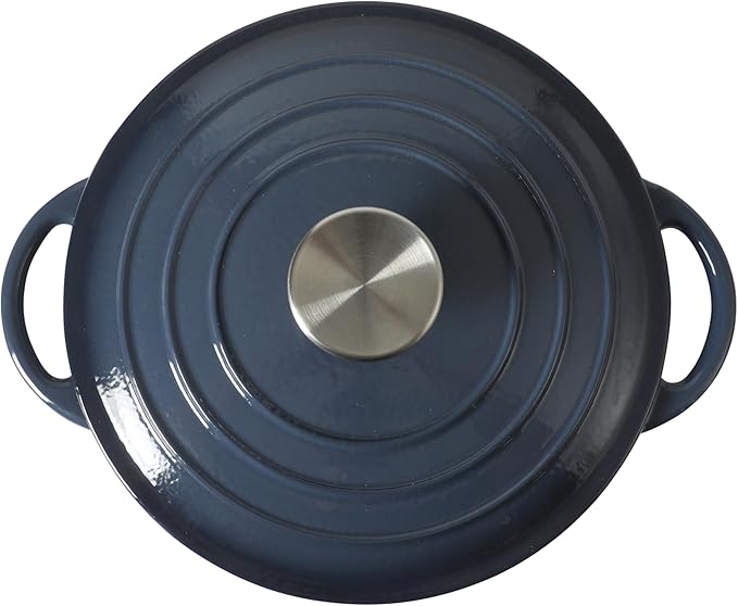 Gibson Home Addlestone 2.65 Qt Enameled Cast Iron Dutch Oven Pot with Lid ??Round, Oven Safe to 500째F, Ideal for Bread Baking & Stews - Gradient Navy Blue