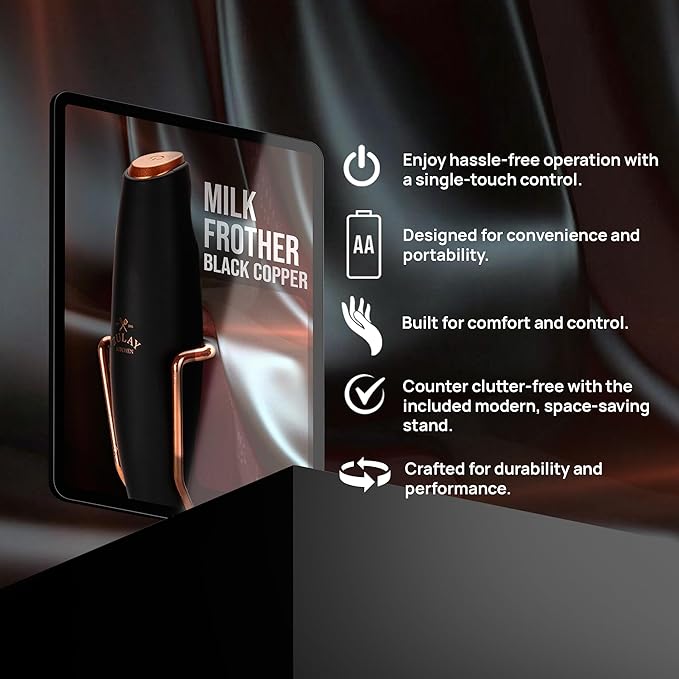 Zulay Kitchen Executive Series Luxury Gift Milk Frother with 4 Duracell Batteries ??Handheld Electric Foam Maker for Coffee, Lattes & Hot Chocolate ??Deluxe Finish, Ultimate Gift for Coffee Lovers