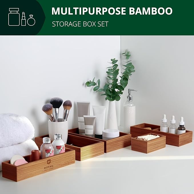 ROYAL CRAFT WOOD Premium Carbonized Bamboo Sticky Note Holder ??Elegant & Durable Post-It Note Dispenser for Office Desk Organization