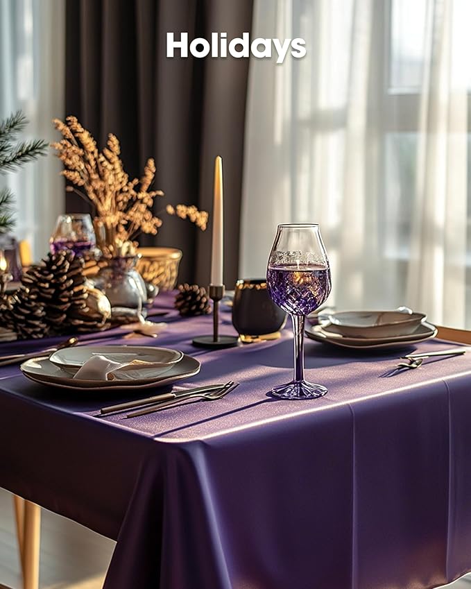 Pureegg Plastic Table Cloth Disposable 12 Pack, 54 x 108 Inch Table Cloths, Graduation Decorations Class of 2025, Graduation Party Tablecloths, Rectangle, Plastic Cover, Leakproof & Sturdy, Purple