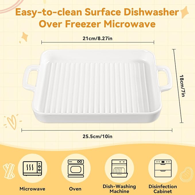 Bacon Cooker for Microwave Oven,Ceramic Microwave Bacon Tray,White Bacon Cooker Meat Rack for Oven, Square Baking Tray,Multi-Functional Microwave bacon Cooker,Microwave-Safe