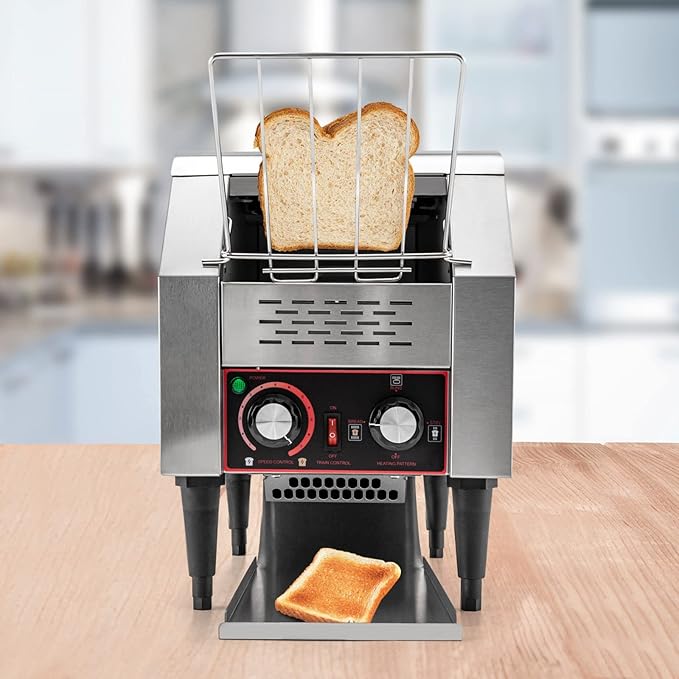Heavy Duty Conveyor Toaster Oven Electric Bread Oven Industrial Toaster Commercial for Bun Bagel Bread Baked Food with 7 Speed and Front/Back Output Modes (150Slices/H)