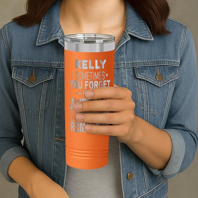 Personalized Inspirational Tumbler, Inspirational Gifts for Men Dad Father Wife Sister Women, Custom Birthday For Him Her, Customized You?셱e Awesome Tumbler, Teacher Coworker Gifts 22oz Orange