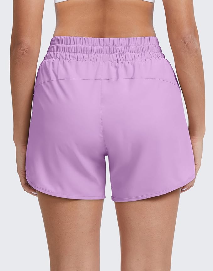 Women's 5" Running Shorts Quick Dry Sporty Athletic Gym Workout Shorts with Zipper Pockets Liner