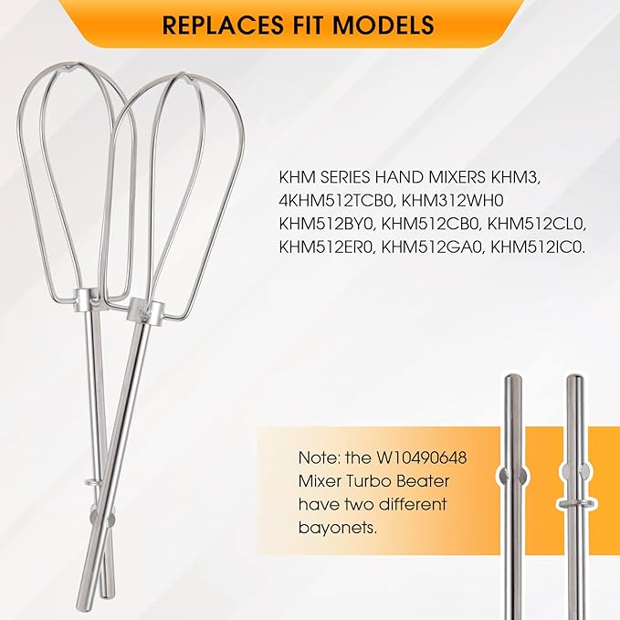 Hand Mixer Beaters Attachments for KitchenAid W10490648, KHM5APWH7, PS4082859