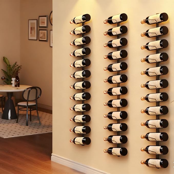 Sonyabecca Wall Wine Rack for 12 Wine Bottles竊똃IY Detachable Wine Storage Organizer, Wall Mount Wine Bottle Display Holder Used As One or Four, for Kitchen,Pantry,Wine Cellar,Gift for Dad,Husband