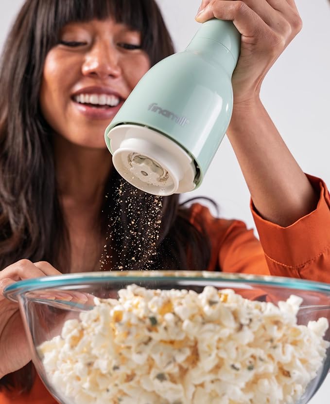 FinaMill Classic Battery Spice Mill ??Battery Operated Salt and Pepper Grinder Set, Includes 2 Interchangeable Spice Pods, Adjustable Coarseness, Ceramic Grinder, LED Light, Kitchen Gifts for Women