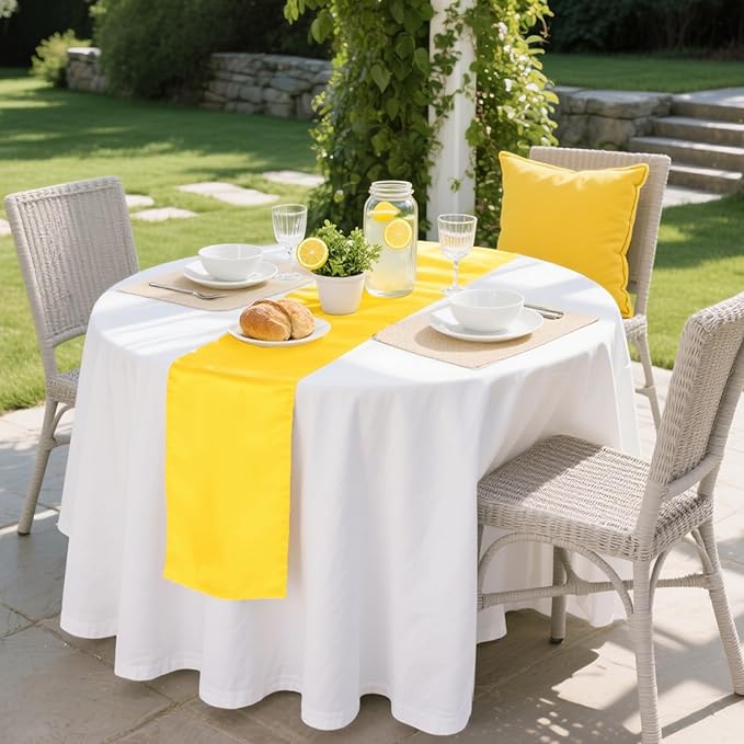 Yblut 10 Pack Satin Table Runner 12 x 108 Inch Long Yellow Silk Table Runner for Wedding Party Banquet Birthday Decoration