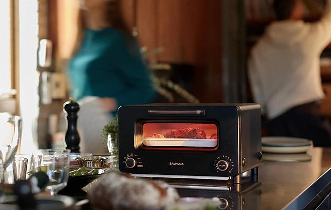BALMUDA The Toaster Pro | Steam Oven Toaster | Compact Size 14.1?³W × 12.6?³D × 8.2?³H | 6 Modes: Shokupan, Golden Toast, Pizza, Croissant, Oven, Salamander Grill | (Baking Tray Sold Separately) | Black