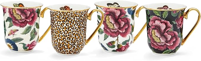 Spode Creatures of Curiosity Mug, Set of 4 ??12 Oz Fine China Coffee & Tea Cups ??Elegant Victorian-Inspired Drinkware Collection ??Assorted Designer Mugs for Kitchen & Dining D챕cor ??Dishwasher Safe
