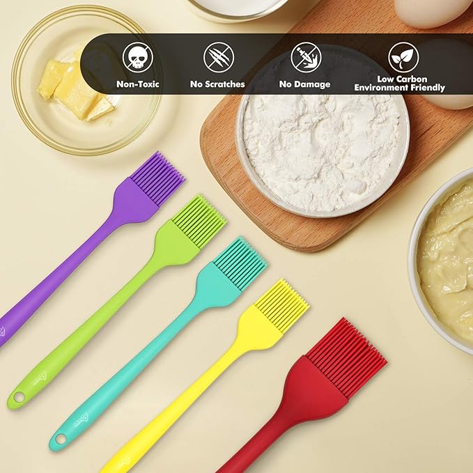 HOTEC 600??Heat Resistant BPA Free Silicone Marinading Meat Grill Basting Pastry Brush for Oil Butter Sauce Sausages Desserts Turkey Baster Grill Barbecue, Multicolor