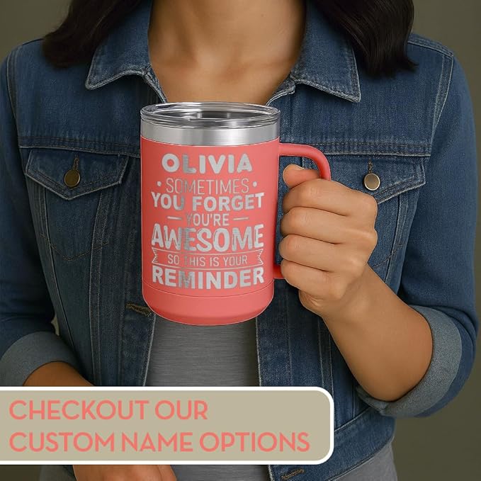 Spotted Dog Company Inspirational Travel Coffee Mug, Inspirational Gifts for Men Dad Father Wife Sister Women, Birthday For Him Her, You?셱e Awesome Tumbler, Teacher Coworker Gifts 15oz Coral